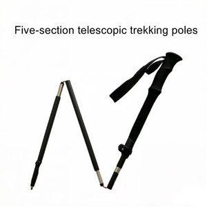 Bâton <span class=keywords><strong>de</strong></span> randonnée portable en alliage d'aluminium 7075 à 5 sections, pointe en acier tungstène, poignée en EVA, réglable <span class=keywords><strong>de</strong></span> 36 à 130 cm, conception pliable à verrouillage rapide - Product Image 3