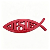 Emblème de voiture 3D en métal en forme de poisson de Jésus, autocollant personnalisé en forme de poisson chrétien pour décoration de coffre arrière et de carrosserie