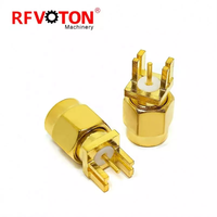 Conector de soldadura de montaje en borde macho SMA de polaridad inversa para PCB de 1,2mm