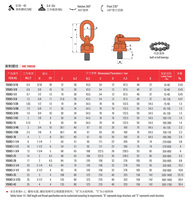 Anneau de levage pivotant universel UNC YD083-5/16 YD083-3/4S, YD083-4S 0,4-35t WLL, roulements à billes intégrés pour le levage d'équipements miniers