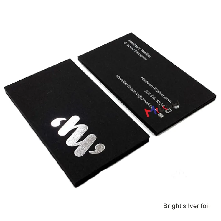 Wholesale custom greeting cards business card foil stamping Black cardboard black card gold foil stamping logo tag