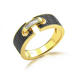 แหวนหยกฝังเพชรแอฟริกาใต้ธรรมชาติ ประดับด้วยแบล็คสปิเนล ซีรีส์ Counterattack เครื่องประดับวินเทจ - Product Image 1