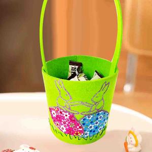 Panier de Pâques Qiankun vert, taille unique, en feutre avec motif de lapin, pour la décoration des enfants - Product Image 5