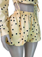 Tenues pour femmes printemps-été, veste courte et short, ensemble 2 pièces, ensemble décontracté et mignon, short bouffant à pois, ensemble 2 pièces pour femmes
