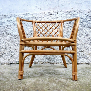 Fauteuil vintage en rotin, style bambou, chaise de patio en tissage naturel, chaise d'appoint pour salon, jardin, balcon, véranda, décoration intérieure - Product Image 1