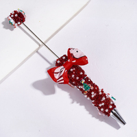 Lot de stylos faits main en tissu avec nœuds de Noël, perles de sucre, strass en cône, rouges et verts, pour cadeaux de Noël, bureau, écriture et artisanat