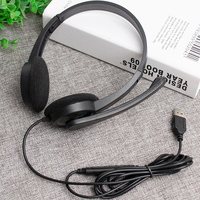 Meilleure qualité prix usine connexion USB filaire sur-oreille centre d'appel casques 2m câble USB casque filaire avec microphone