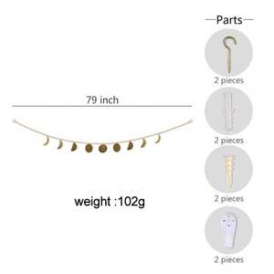 Fase lunar colgante de pared hecho a mano martillado oro Metal 9 lunas guirnalda Boho decoración moderna fases celestiales decoración para dormitorio - Product Image 2