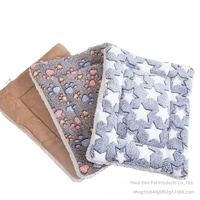 Coussin pour animaux de compagnie chaud et épais en peluche pour l'hiver, amovible et lavable, carré, antidérapant, motif étoile double face pour chat