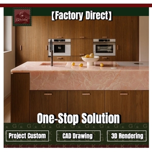 Îlot de cuisine en onyx rose pâle GOLDKING pour maison à plan ouvert, studio de <span class=keywords><strong>chef</strong></span>, suite d'hôtel et projets commerciaux - Product Image 1