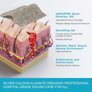घाव के संरक्षण के लिए सीमा विरोधी बैक्टीरिया के बिना कैल्शियम शैवाल ड्रेसिंग - Product Image 6
