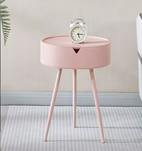 Modern <b>Small</b> <b>White</b> Side <b>Table</b> with Storage Panel Plastic Top Metal Base Living Room Furniture - Product Image 3