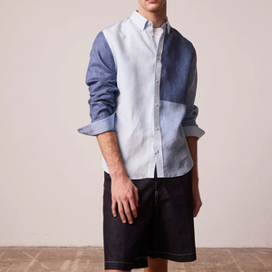 Chất Lượng Cao Nối Mô Hình Nút Xuống Giản Dị Linen Áo Sơ Mi Nam - Product Image 2