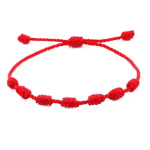 7 Knopen Rode Draad Armbanden Voor Bescherming Geluk Amulet Voor Succes Welvaart Handgemaakte Touw Armbanden Luck Charm Armbanden