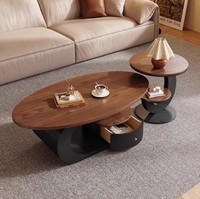Ensemble de tables basses en noyer, légèrement luxueuses et sophistiquées, table centrale, nouveau design, style vintage français pour petit salon