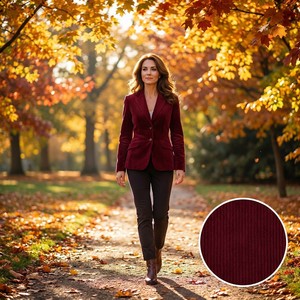 Jaqueta Moletom Infantil Unissex Jiaxing Vermelho Vinho Liso Tingido em Tecido de Veludo Cotelê de Algodão 18 Wales Fio Penteado Pesado <span class=keywords><strong>Anti</strong></span>-Desgaste - Product Image 5