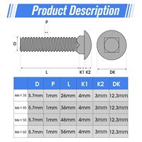 Vis à tête plate M6 x 30 mm en acier zingué DIN 603, vis de charnière de portail, largement utilisées en électronique