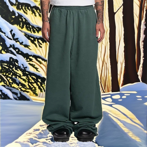 Pantalon de survêtement baggy vintage pour homme, coupe ample, décontracté, tissu éponge français en coton épais, cordon de serrage avant plissé écologique - Product Image 2