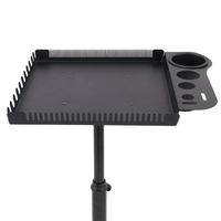Vente en gros Coiffure Plateau d'organisation intelligent Mobile Pliant en acier inoxydable noir Salon de beauté Plateau d'extension de cheveux Chariot