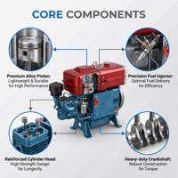 Moteur diesel monocylindre 4 temps 24 CV de haute qualité pour machines agricoles et de construction, norme Euro 3, fournisseur chinois