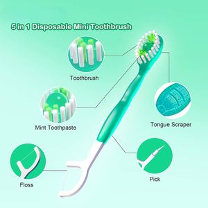 Cepillo de Dientes Portátil Mini de Cerdas Medianas de Nylon Pre-empastado Desechable para Adultos con Pasta Dental Integrada para Viajes - Product Image 3