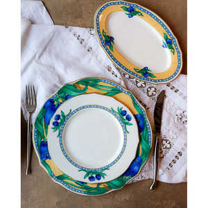 Richard Ginori Duchessa 12-Piece Stoneware Dinnerware Set Blue Tulip <b>Decorative</b> Ceramic <b>Plates</b> and Melamine Italian Tradition - Product Image 5