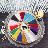 Vertical glace soie Textile de maison bricolage accessoires petit pendentif suspendu oreille 7cm Polyester usine en gros or tirer anneau gland