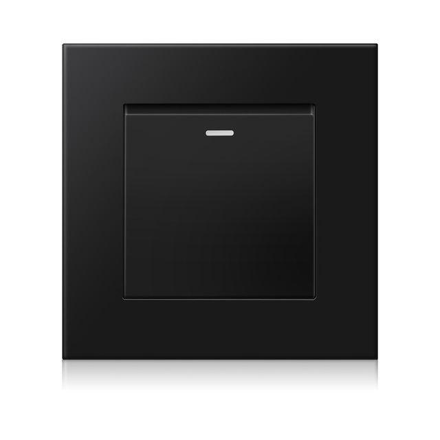 PC Panel 1 Gang 1 Way Light Switch on / Off Wall Switch With Fluorescence Indicator 16A AC 250V