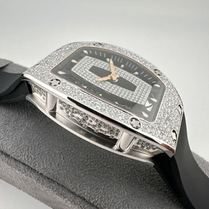 Reloj de Lujo Clásico de Alta Gama con Diamantes, Caja de Acero Inoxidable, Correa de Caucho, Reloj Mecánico de Pulsera para Mujer de Negocios - Product Image 4