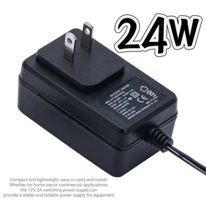 24W 12V 2A ติดผนังทนไฟอะแดปเตอร์ไฟ DC การเชื่อมต่อปลั๊กอินอะแดปเตอร์ 12 โวลต์