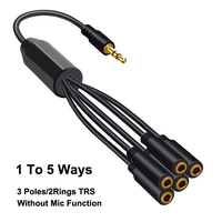 Câble d'extension en nylon plaqué or 3,5 mm, séparateur stéréo 1 à 5 voies TRS/TRRS mâle vers femelle, 50 cm, pour haut-parleurs, microphone, moniteur