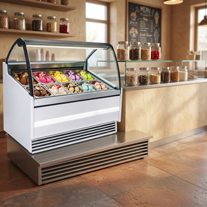 AFS Equipments Ice Cream Counter 805x670x360mm Stainless Steel Automatic Defrost Display Cooler Worktop <b>Refrigerator</b> - Product Image 4