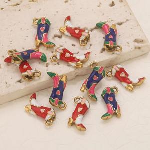 ステンレスエナメル靴ペンダント18KゴールドDIYレディースチャームネックレスブレスレットコネクタ卸売ジュエリー<span class=keywords><strong>2025</strong></span> - Product Image 6