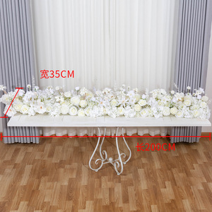 Handmade Dining <b>Table</b> Faux Floral Row Faux Mix Artificial Silk Flower <b>Table</b> Flower <b>Runner</b> for Wedding Home Party Decoration - Product Image 6
