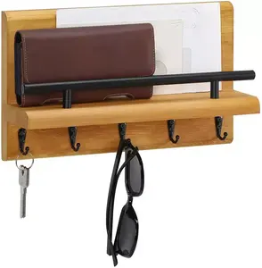 Benutzer definierte rustikale Holz Mail Organizer Home Wand dekorative Schlüssel Kleiderbügel Halter für Wand mit Regal