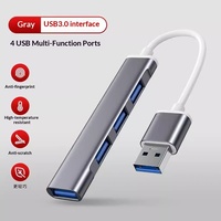 Adaptateur HUB USB 3.0 multiport 4 en 1, 4 ports USB 3.0, alliage d'aluminium, pour ordinateur portable, transfert de données, adaptateur HUB USB
