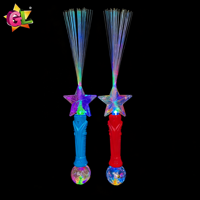 Nouveau produit 2025 jouets les plus populaires baguette à fibres optiques étoiles lumineuses avec jouet en forme de plastique bleu rouge jouets à led