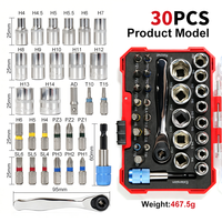 Lot de 30 mini clés à cliquet de 1/4 pouce avec embouts de tournevis, incluant les embouts Phillips, hexagonaux, plats et Allen, de 4 à 14 mm, pour le bricolage, OEM, ODM