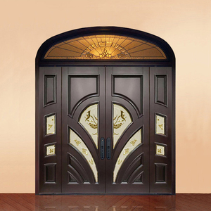 Portes d'entrée en bois massif à double battant, design moderne en bois blanc, vente chaude, pour maisons, villas, maisons - Product Image 4