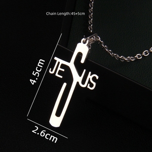 Collier pendentif YK en acier inoxydable, croix chrétienne, Jésus, foi, prière, église, baptême, déclaration religieuse - Product Image 3