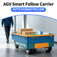 Chariot AGV double mode 300 kg : télécommande + suivi automatique, robot à plateau plat avec servomoteur 846 W pour la logistique industrielle