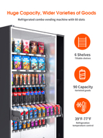 Distributeur automatique de boissons et de collations grande capacité AFEN USA, en stock, expédition en 3 jours, accepte billets et pièces, idéal pour les entreprises