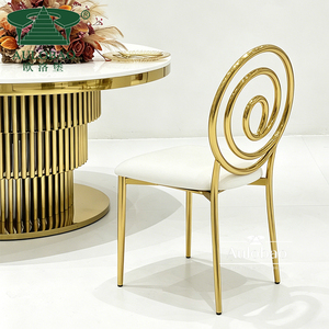 Bridal <b>White</b> Leather and Gold Stainless Steel Leg Ghana Wedding <b>Chairs</b> - Product Image 3
