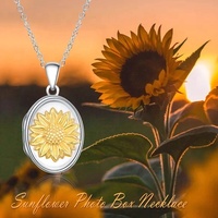 YFN Jewelry Collier pendentif en argent sterling 925 You Are My Sunshine Sunflower Photo Locket
