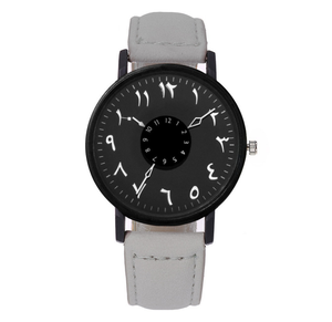 Vecchio orologio al quarzo con quadrante arabico con cinturino in pelle orologio da polso da uomo - Product Image 5