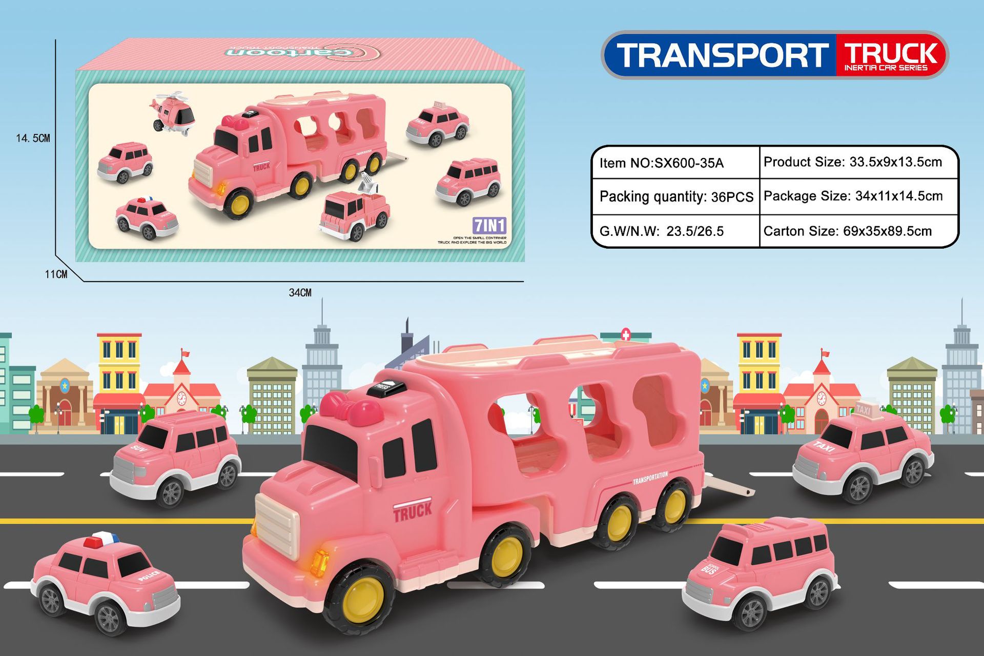 [Coche de almacenamiento Rosa] 1 carro 4 coche pequeño-caja de color