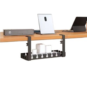 Organisateur de câbles sous le bureau, type crochet rectangulaire, sans perçage, gestion des multiprises, support de rangement pour bureau - Product Image 3