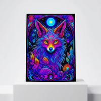 Tapisserie murale personnalisée fluorescente qui brille dans le noir, motif animal néon, pour fête en dortoir, décoration de chambre psychédélique