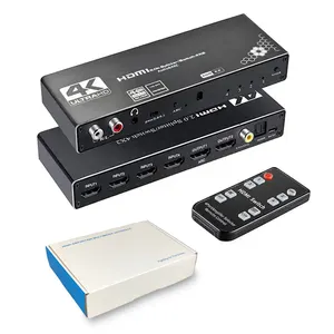 4x2 HDMI 2.0 Audio & ARC Switch 4 in 2 out HDMI Switcher Splitter with 3.5mm L/R Coaxial Optical Port with IR Remote Control