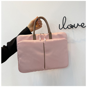 Housse d'ordinateur portable 14 pouces en nylon brodé avec nœud mignon, étui souple, étiquette personnalisée, doublure en velours à nœud diamant, sacoche antichoc pour ordinateur portable. - Product Image 3